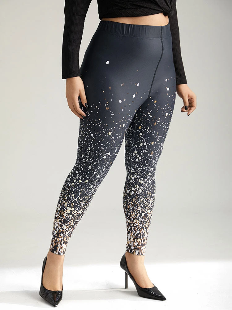 Christmas Ombre Snowflake Elastic Waist Skinny Leggings 5 Christmas Ombre Snowflake Elastic Waist Skinny Leggings - Image 3