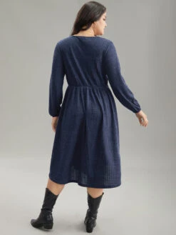 Rib Knit Lace Panel Contrast Pocket Dress -Bloomchic Shop 727112555 al