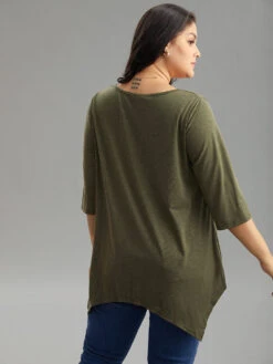 Plain Hanky Hem Crew Neck T-shirt 12 Plain Hanky Hem Crew Neck T-shirt -Bloomchic Shop 727414909 uc