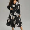 Floral Print Flutter Sleeve Belted Surplice Neck Dress -Bloomchic Shop 728849055 wa