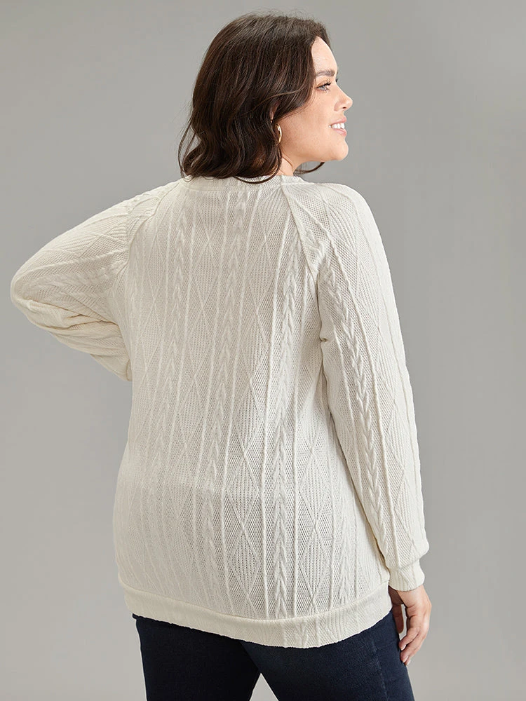 Plain Texture Button Detail Knit Sweatshirt 4 Plain Texture Button Detail Knit Sweatshirt - Image 2