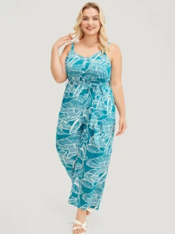 Plant Print Button Through Pocket Belt Cami Jumpsuit -Bloomchic Shop 729253607 tn c70c7555 b669 46f1 a0f2 f7218e7fdf3c