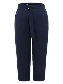 Plain Buckle Detail Bowknot Pocket Pants -Bloomchic Shop 729771346 kr