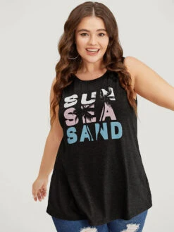 Letter & Coconut Tree Print Crew Neck Graphic Tank Top -Bloomchic Shop 730554562 ip 2a2c3845 66d1 43de 9923 667762ef8eed