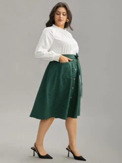 Gingham Belted Frill Trim Button Detail Dress 11 Gingham Belted Frill Trim Button Detail Dress -Bloomchic Shop 731032972 qz