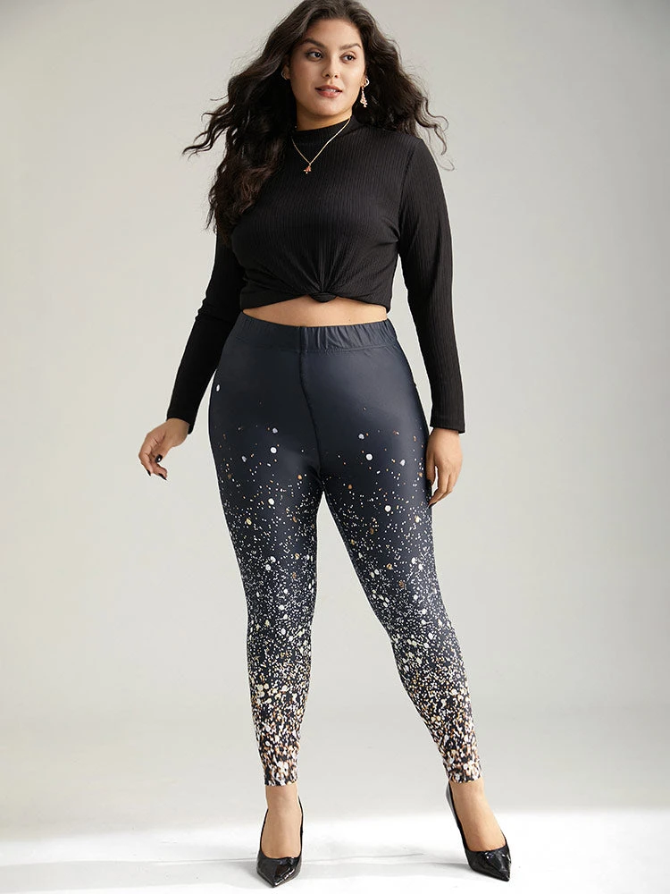 Christmas Ombre Snowflake Elastic Waist Skinny Leggings 6 Christmas Ombre Snowflake Elastic Waist Skinny Leggings - Image 4