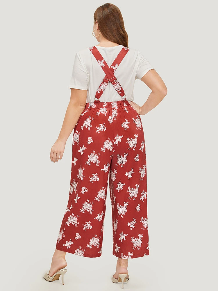 Floral Print Pocket Crossover Back Overall Jumpsuit 4 Floral Print Pocket Crossover Back Overall Jumpsuit - Image 2