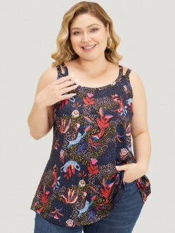 Cat & Plant Print Sleeveless Cut Out Cami Top -Bloomchic Shop 73224475 go f1ac5bf5 25dd 480d a1d7 9fa21af0676a