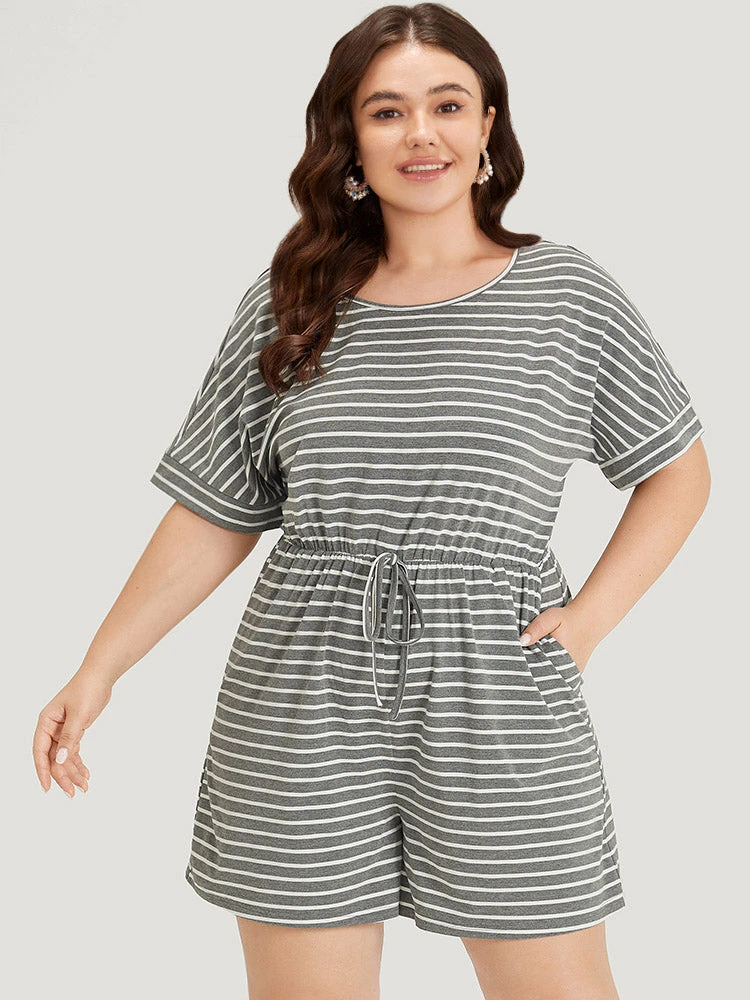 Striped Print Pocket Ties Elastic Waist Jumpsuit 6 Striped Print Pocket Ties Elastic Waist Jumpsuit - Image 4