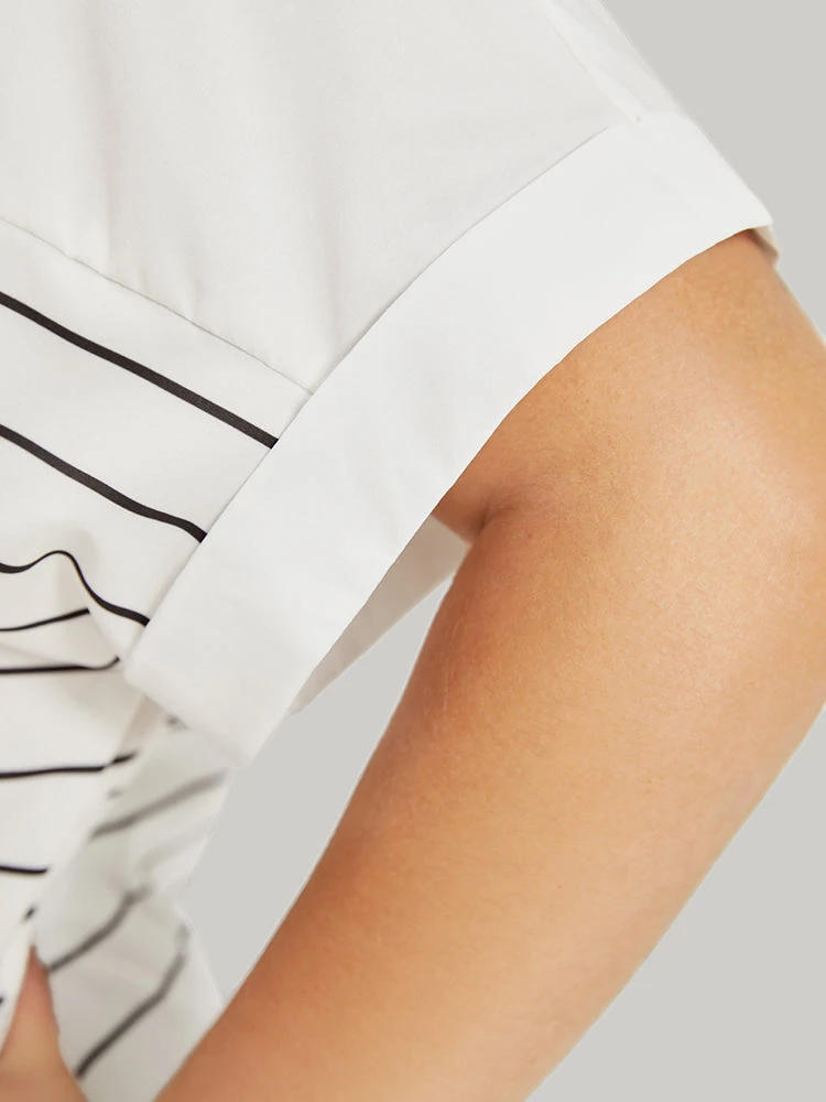 Striped Patchwork Roll Batwing Sleeve Blouse 10 Striped Patchwork Roll Batwing Sleeve Blouse - Image 8