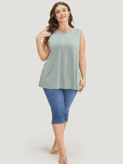 Solid Split Wrap Back Tank Top -Bloomchic Shop 735785797 qb