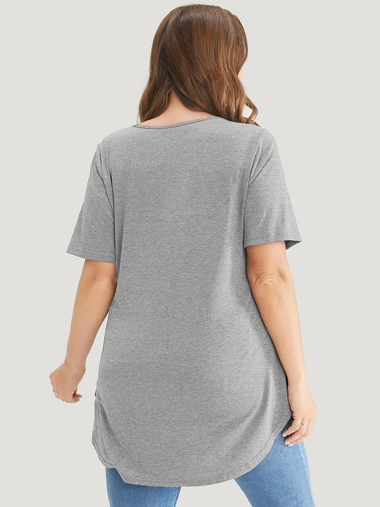 Star Print Split Arc Hem T-shirt 14 Star Print Split Arc Hem T-shirt - Image 12