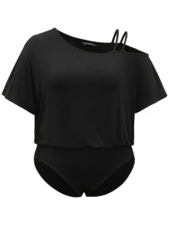 Plain One Shoulder Batwing Sleeve Cami Bodysuit 17 Plain One Shoulder Batwing Sleeve Cami Bodysuit -Bloomchic Shop 735930763 fl