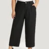 Plain Pocket Elastic Waist High Rise Pants -Bloomchic Shop 737029736 oy
