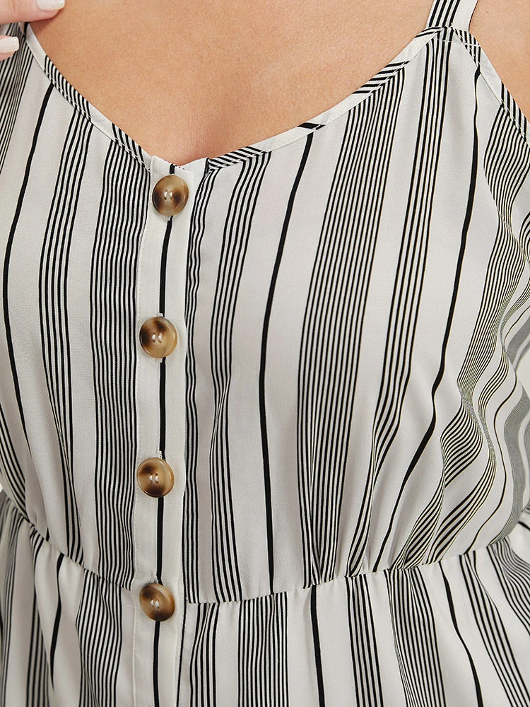 Striped Print Button Pocket Detail Cami Jumpsuit 10 Striped Print Button Pocket Detail Cami Jumpsuit - Image 8