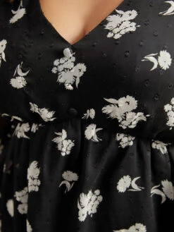 Silhouette Floral Print Gathered Shirred Blouse -Bloomchic Shop 737320810 ix