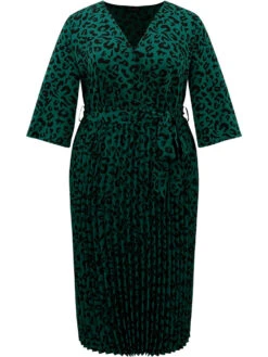 Leopard Wrap Elastic Waist Pleated Belted Dress 11 Leopard Wrap Elastic Waist Pleated Belted Dress -Bloomchic Shop 739059716 hf