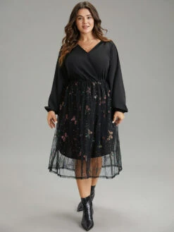 Butterfly Patchwork Lace Mesh Wrap Sequin Dress 11 Butterfly Patchwork Lace Mesh Wrap Sequin Dress -Bloomchic Shop 740537173 it