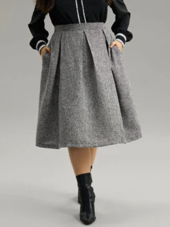 Plain Texture Pleated Pocket Cropped Skirt 15 Plain Texture Pleated Pocket Cropped Skirt -Bloomchic Shop 74138198 os