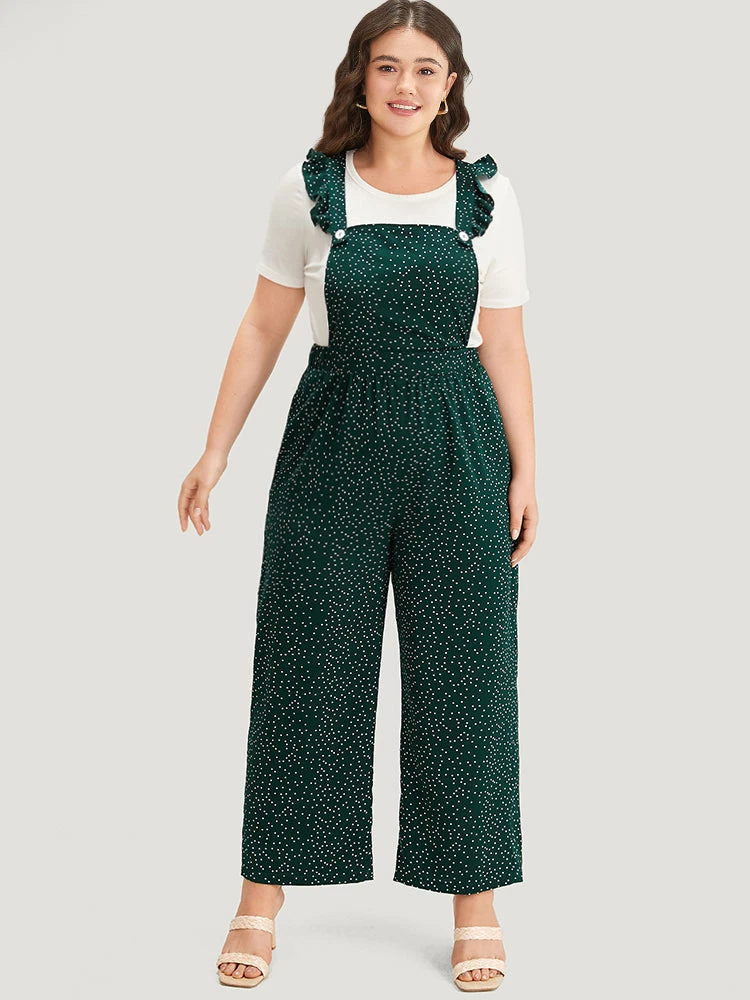 Polka Dot Flutter Trim Overall Cami Jumpsuit 6 Polka Dot Flutter Trim Overall Cami Jumpsuit - Image 4