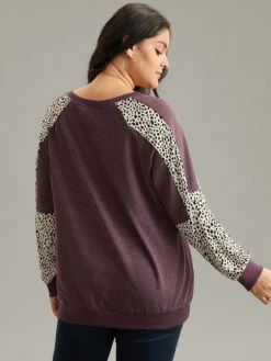 Geometric Contrast Patchwork Raglan Sleeve Sweatshirt -Bloomchic Shop 743888267 nw