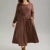 Plain Rib Knit Belted Pocket Dress -Bloomchic Shop 744009728 zf 5a212c57 1c26 4d70 9c20 ece389927abf