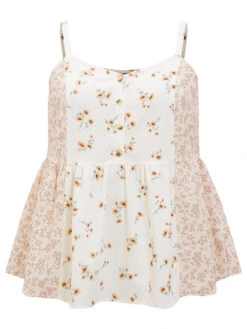 Ditsy Floral Patchwork Flutter Hem Cami Top 21 Ditsy Floral Patchwork Flutter Hem Cami Top -Bloomchic Shop 745715829 xz