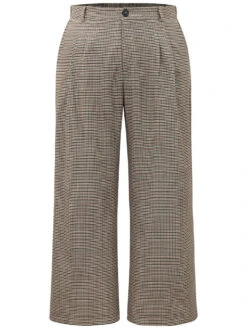 Gingham Plicated Detail Elastic Waist Pants 15 Gingham Plicated Detail Elastic Waist Pants -Bloomchic Shop 747153409 ef