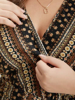 Bandana Print Surplice Neck Belted Ruffle Sleeve Jumpsuit -Bloomchic Shop 747365854 ib