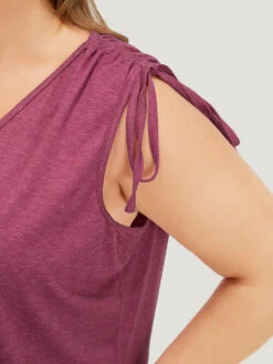 Plain V Neck Drawstring Shoulder Tank Top 15 Plain V Neck Drawstring Shoulder Tank Top -Bloomchic Shop 747508965 hb