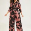 Silhouette Floral Print Zipper Belted Jumpsuit -Bloomchic Shop 747619566 lq
