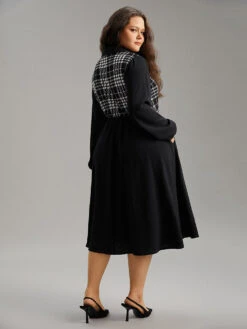 Plaid Patchwork Lapel Collar Pocket Dress -Bloomchic Shop 748812706 jo a4d7b535 3865 4f9d 8b71 4235cf1a38dd