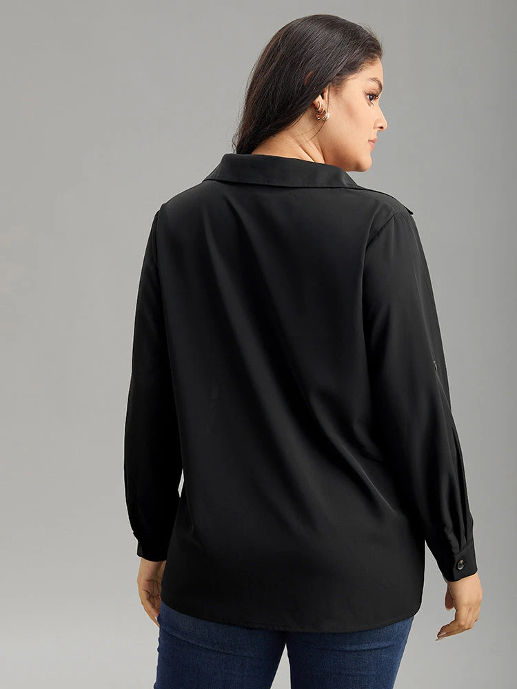 Silhouette Floral Print Twill Shirt Collar Contrast Blouse 4 Silhouette Floral Print Twill Shirt Collar Contrast Blouse - Image 2