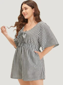 Striped Print Pocket Knot Flutter Sleeve Jumpsuit 11 Striped Print Pocket Knot Flutter Sleeve Jumpsuit -Bloomchic Shop 749294404 lg