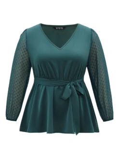 Static-Free Plain Patchwork Mesh Texture Ties Blouse -Bloomchic Shop 749503280 yf 6da83ed3 088b 4c57 b3ae 20ab51b00c72