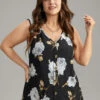 Floral Print Button Detail Tank Top -Bloomchic Shop 751791616 gi