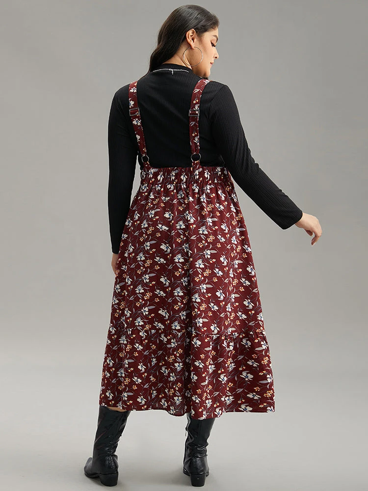 Floral Print Adjustable Straps Elastic Waist Cami Dress 5 Floral Print Adjustable Straps Elastic Waist Cami Dress - Image 3