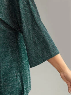 Glitter Keyhole Batwing Sleeve Blouse -Bloomchic Shop 753501592 nb