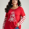 Snowflake Striped Patchwork T-shirt -Bloomchic Shop 753612038 go