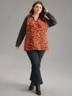 Contrast Heather Waffle Knit Raglan Sleeve Sweatshirt 9 Contrast Heather Waffle Knit Raglan Sleeve Sweatshirt -Bloomchic Shop 756127495 np