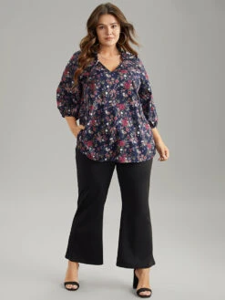 Ditsy Floral Tie Neck Elastic Cuffs Blouse -Bloomchic Shop 756482336 wz 838523c6 048a 4a12 bbb5 67cd4a5b36fc