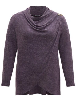 Plain Heather Cowl Neck Button Detail Sweatshirt -Bloomchic Shop 756804426 jo 026ff1fe 8551 4fe6 8f32 c051b669bb16