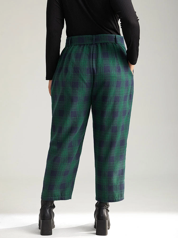 Plaid Pocket Eyelet Belted Pants 4 Plaid Pocket Eyelet Belted Pants - Image 2