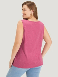 Letter & Coconut Tree Print Crew Neck Graphic Tank Top -Bloomchic Shop 758080038 oa