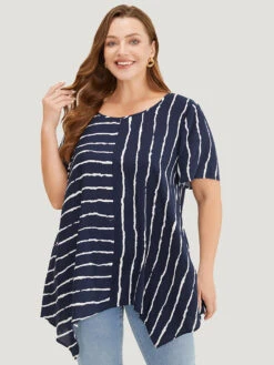 Striped Patchwork Hanky Hem Blouse 15 Striped Patchwork Hanky Hem Blouse -Bloomchic Shop 758320304 bl 67ad33be c4a6 4a76 8786 b65df6576e8c