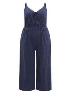 Plain Pocket Elastic Waist Ties Cami Jumpsuit 15 Plain Pocket Elastic Waist Ties Cami Jumpsuit -Bloomchic Shop 758395524 co