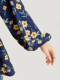 Floral Print Lantern Sleeve Gathered Blouse -Bloomchic Shop 758894166 db