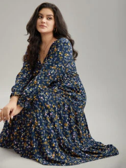 Ditsy Floral Button Detail Ruffles Pocket Dress -Bloomchic Shop 761948090 qw ec147837 569a 40f9 be7c ff6a472be16c