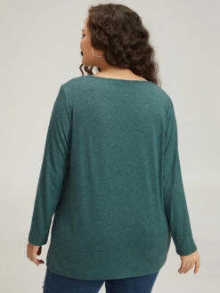 Plain Heather Pleated V Neck T-shirt -Bloomchic Shop 764012017 kq 88433e14 701f 4275 acf8 6db88e58be2a