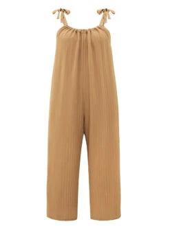Plain Textured Pocket Halter Tie Overall Jumpsuit -Bloomchic Shop 764305711 pl